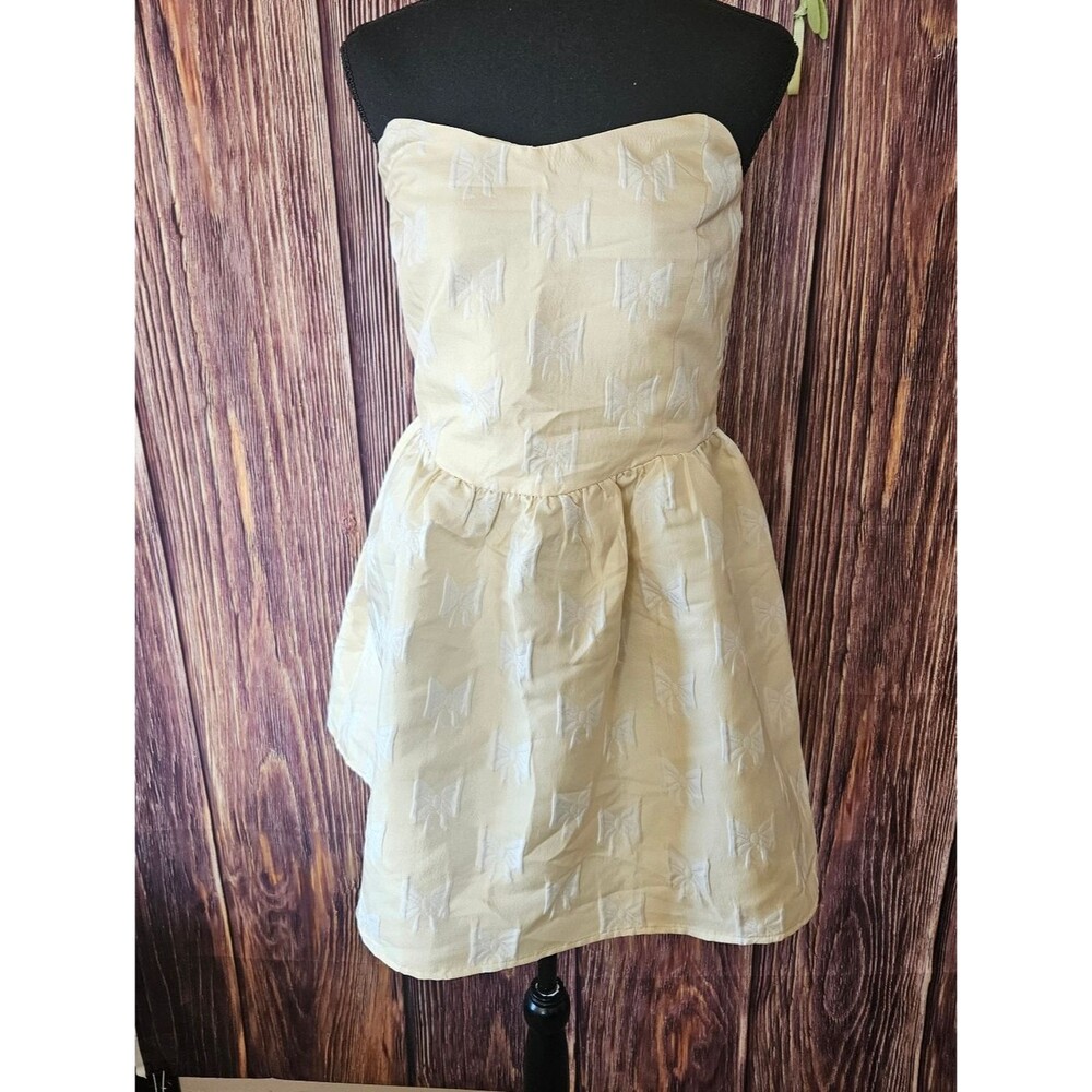 Altar'd State Bow Embroidered Strapless Mini Dress Size XL